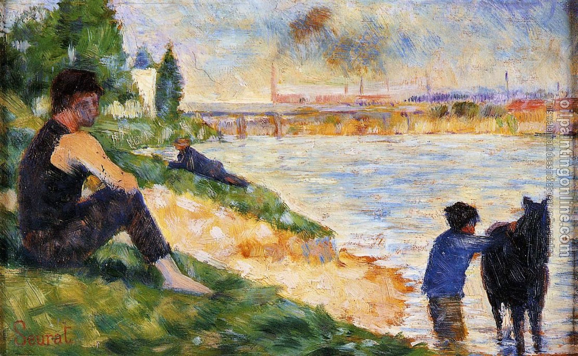 Seurat, Georges - Bathing at Asnieres, The Black Horse